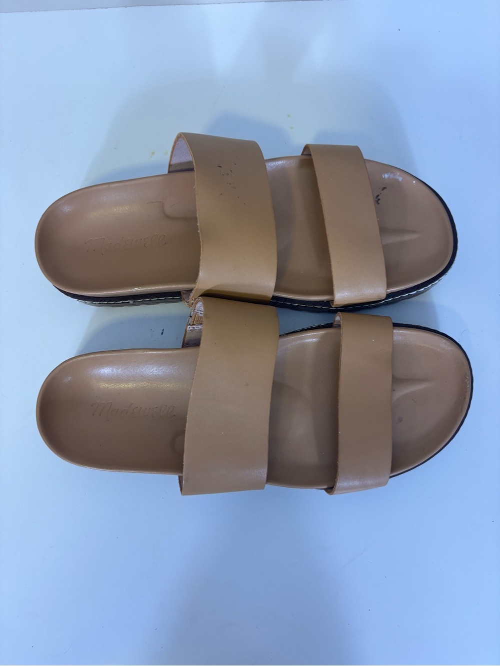 Madewell Tan Leather Double-Strap Slide Sandals Size 7
